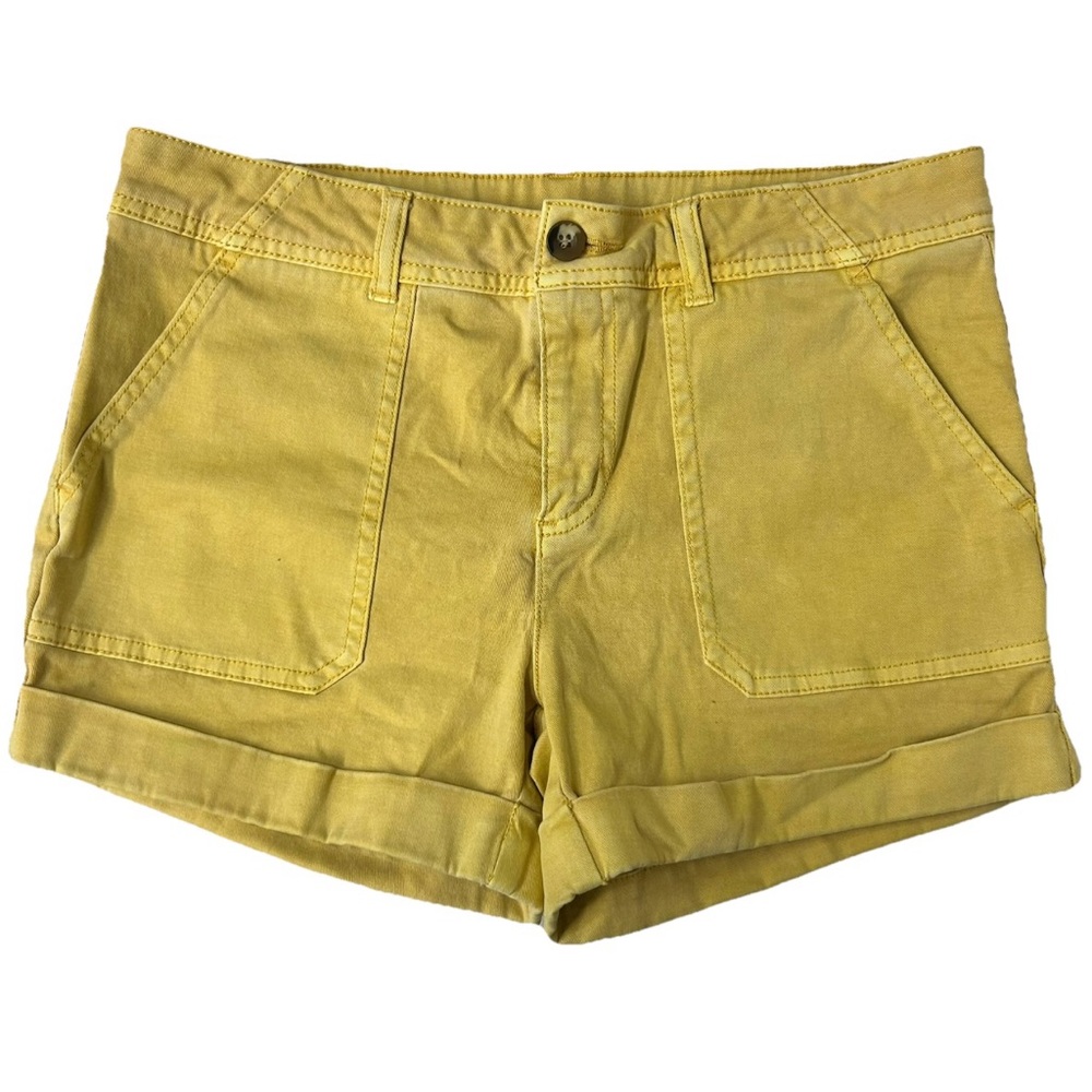 C & C California Mid Rise Mom Shorts Women Size 6 Yellow Mustard